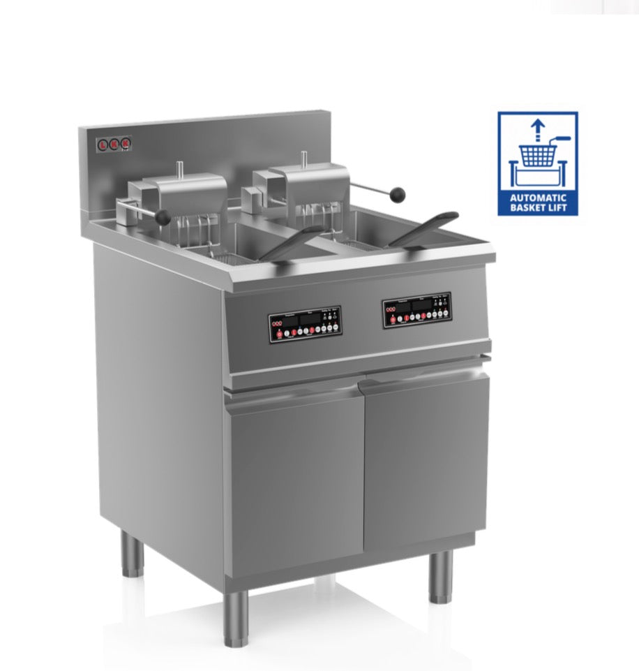 LKKEF2F Electric heating automatic lift deep fryer built in oil filter| Demo Promotion